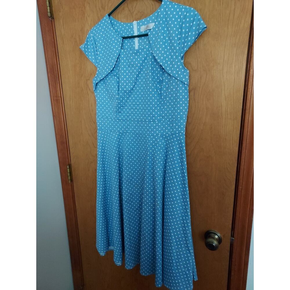 Homrain Women's Dress Pin-up Style Dress size Large Polka dot cotton blend zip